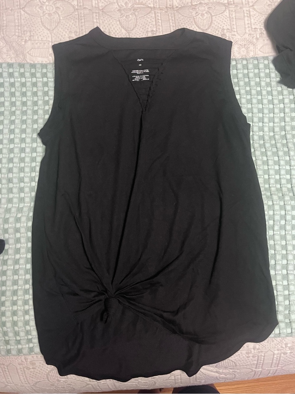 SO Black Sleeveless Knot-Front Tank Top